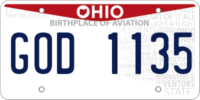 OH license plate GOD1135