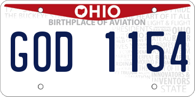 OH license plate GOD1154