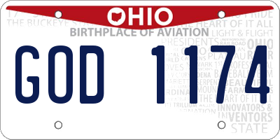 OH license plate GOD1174
