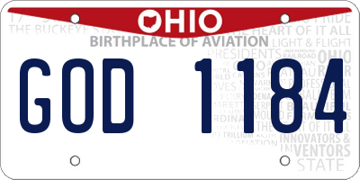 OH license plate GOD1184