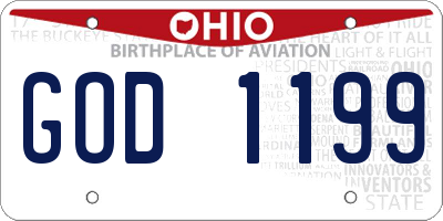 OH license plate GOD1199