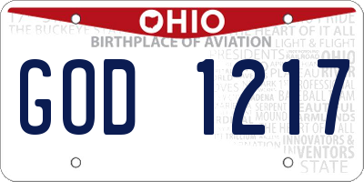 OH license plate GOD1217