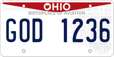 OH license plate GOD1236