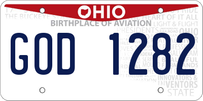 OH license plate GOD1282