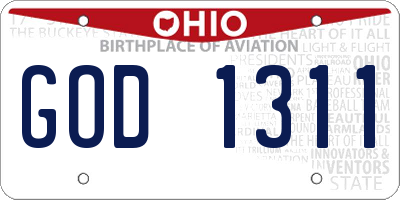 OH license plate GOD1311