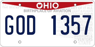 OH license plate GOD1357