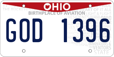 OH license plate GOD1396