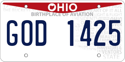 OH license plate GOD1425