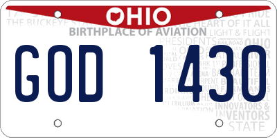 OH license plate GOD1430