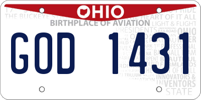 OH license plate GOD1431