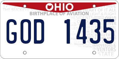 OH license plate GOD1435