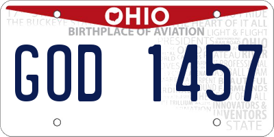 OH license plate GOD1457