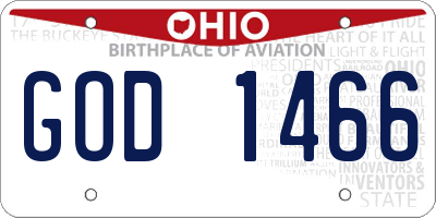 OH license plate GOD1466