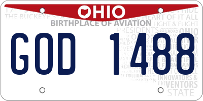 OH license plate GOD1488