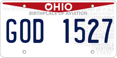 OH license plate GOD1527