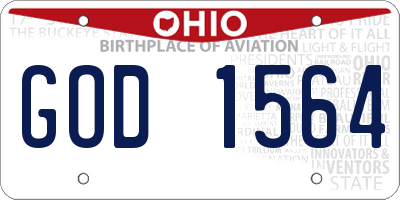 OH license plate GOD1564