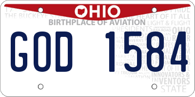OH license plate GOD1584