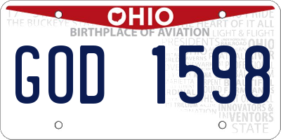 OH license plate GOD1598