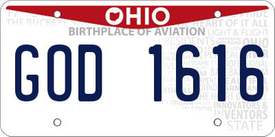 OH license plate GOD1616