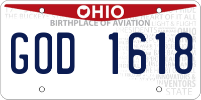 OH license plate GOD1618
