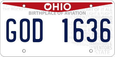OH license plate GOD1636