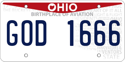 OH license plate GOD1666