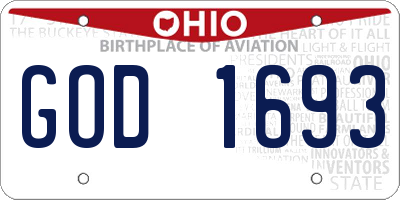 OH license plate GOD1693