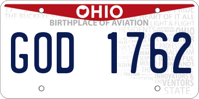 OH license plate GOD1762