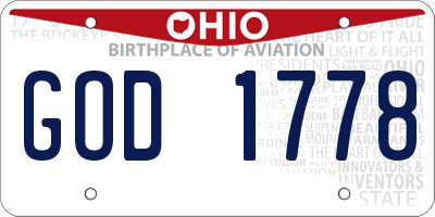 OH license plate GOD1778