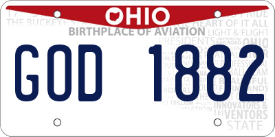 OH license plate GOD1882