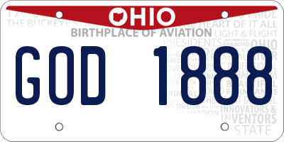 OH license plate GOD1888