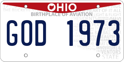 OH license plate GOD1973