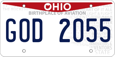OH license plate GOD2055
