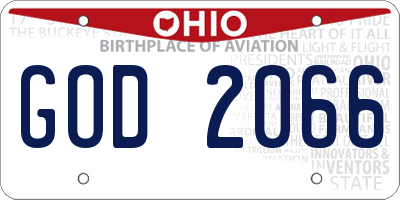 OH license plate GOD2066
