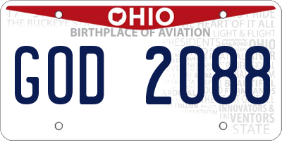 OH license plate GOD2088