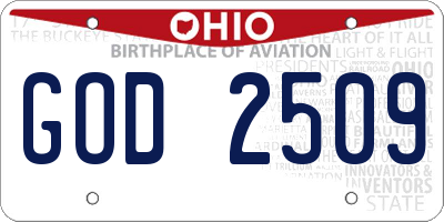 OH license plate GOD2509