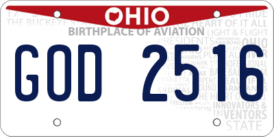 OH license plate GOD2516
