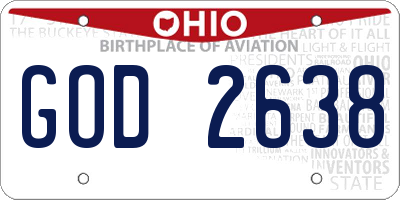 OH license plate GOD2638