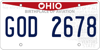 OH license plate GOD2678