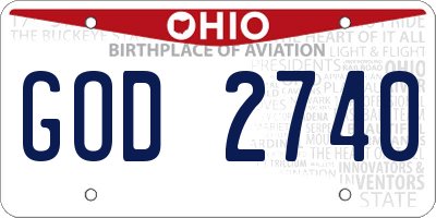 OH license plate GOD2740