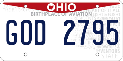 OH license plate GOD2795