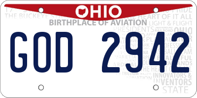 OH license plate GOD2942