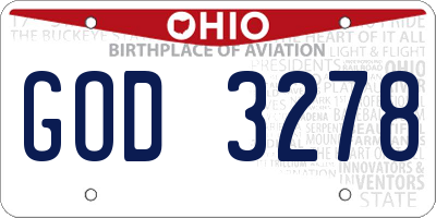 OH license plate GOD3278