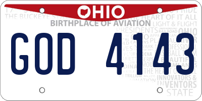 OH license plate GOD4143