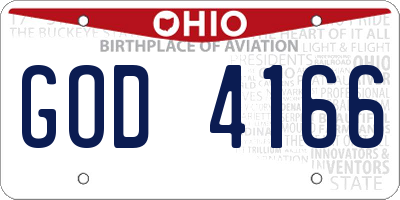 OH license plate GOD4166