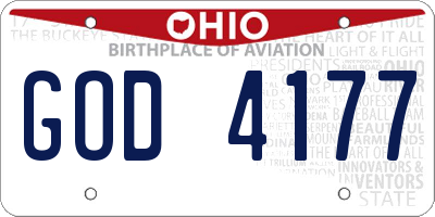 OH license plate GOD4177