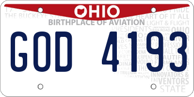 OH license plate GOD4193