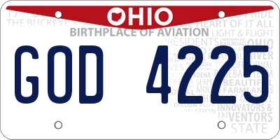 OH license plate GOD4225