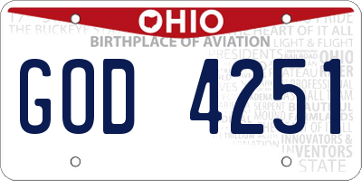 OH license plate GOD4251