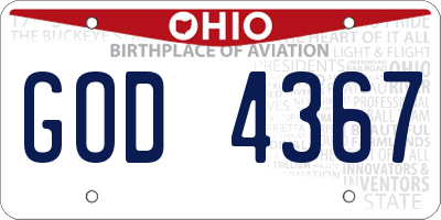 OH license plate GOD4367